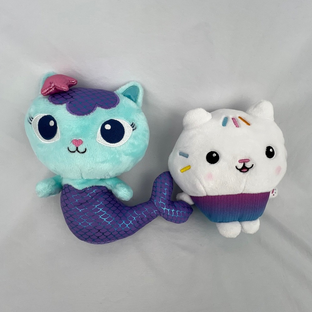 Gabby's Dollhouse 8" Plush Cakey The Cupcake & MerCat Purr-ific Plush Stuffed